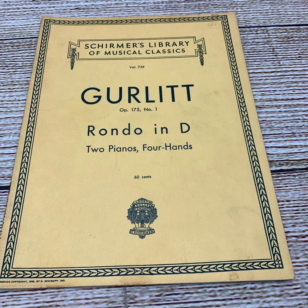 Gurlitt Rondo‎ in D Op 175 No 1 Sheet Music for Two Pianos Four Hands Schirmer